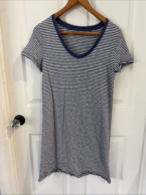 Blue white striped T-shirt dress
